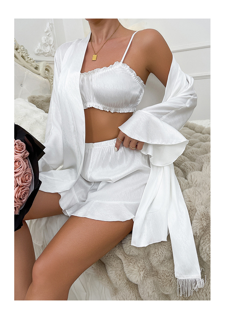Camisole Strapless Shorts & Robe Three-Piece Pajama Set