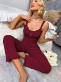 Women Summer Lace Trim Camisole Pants Pajama Two Piece Set Homewear Lounge Set