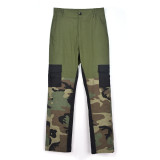 Women Spring Casual Color Block Patchwork Camouflage Pants