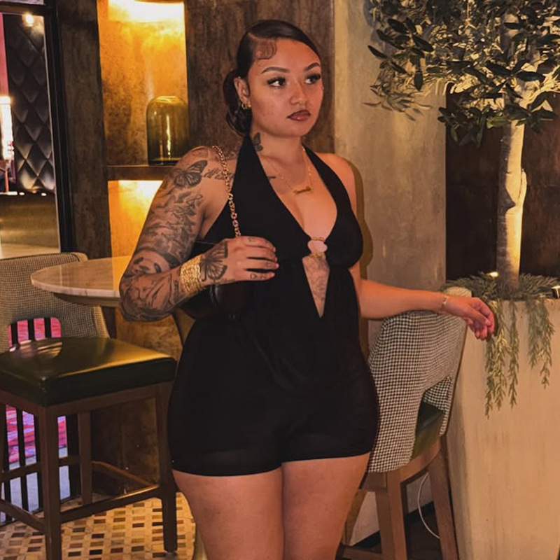Solid Hooded Halter Neck Jumpsuit for Spring Streetwear