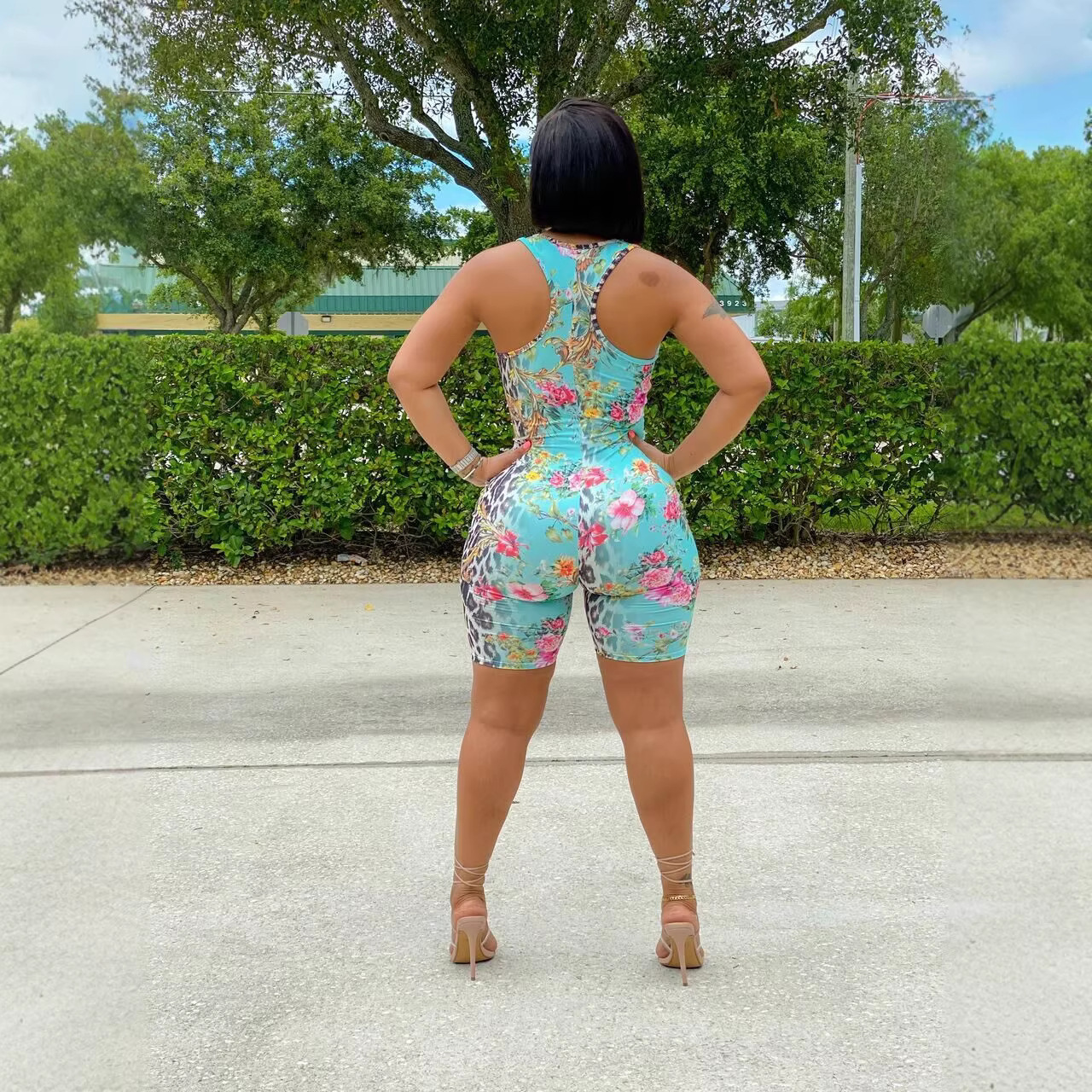 Printed Sleeveless Jumpsuit for Casual Slim Fit Wear