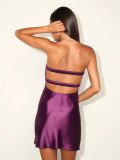 Women Sexy Satin Strapless Bodycon Evening Dress Night Party Dress