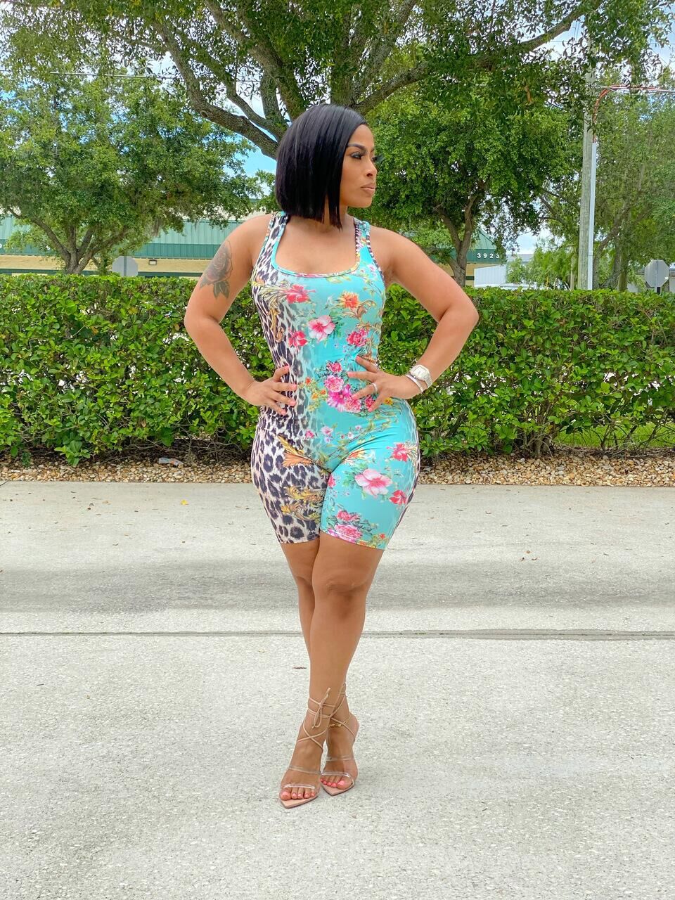 Printed Sleeveless Jumpsuit for Casual Slim Fit Wear