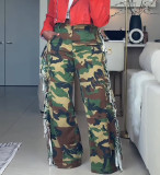 Women Fashion Camouflage Denim Wide Leg Pants Streetwear Cargo Jeans