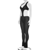Women Sexy See-Through Knitting V-Neck Jumpsuit
