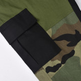 Women Spring Casual Color Block Patchwork Camouflage Pants