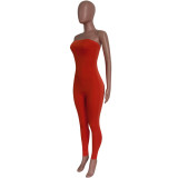 Women Spring Summer Tight Fit Solid Solid Color Jumpsuit Bodycon Clubwear Outfit