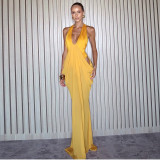 Women Spring/Summer Sexy Halter Neck Patchwork Dress