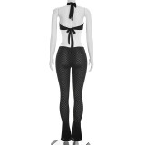 Women Sexy See-Through Knitting V-Neck Jumpsuit
