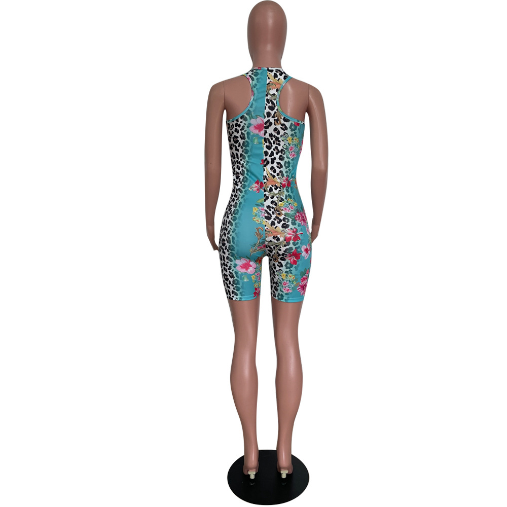 Printed Sleeveless Jumpsuit for Casual Slim Fit Wear
