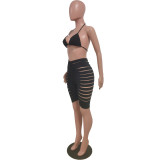 Women Sexy Ripped Two Piece Set Holiday Vacation Club Outfit