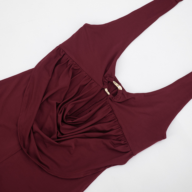 Solid Hooded Halter Neck Jumpsuit for Spring Streetwear