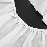Women Sexy Halter Neck Lace Backless Top and Shorts Two-Piece Set