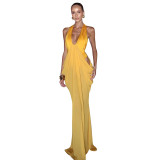 Women Spring/Summer Sexy Halter Neck Patchwork Dress