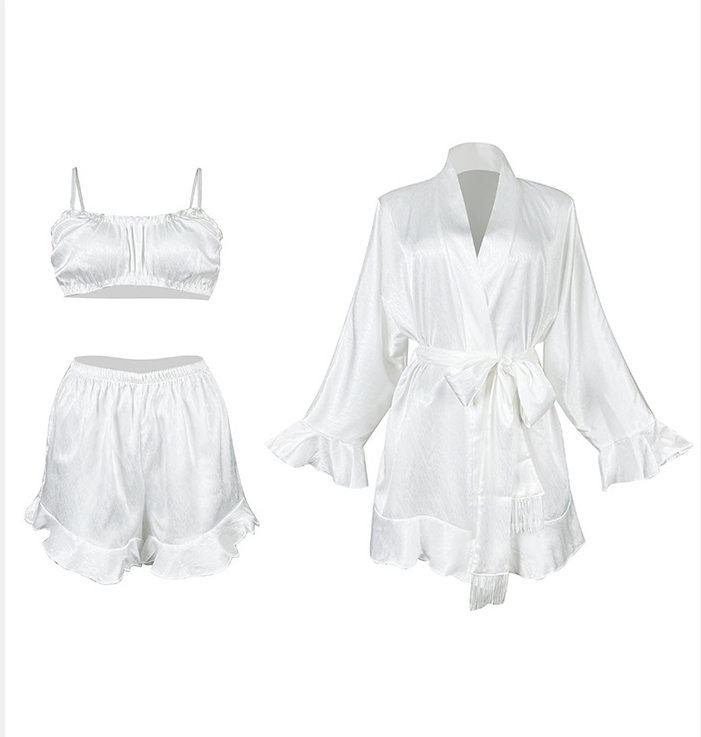 Camisole Strapless Shorts & Robe Three-Piece Pajama Set