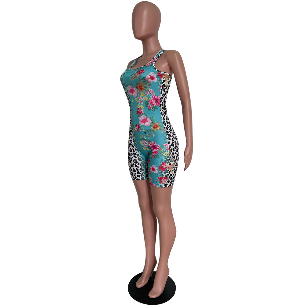 Printed Sleeveless Jumpsuit for Casual Slim Fit Wear