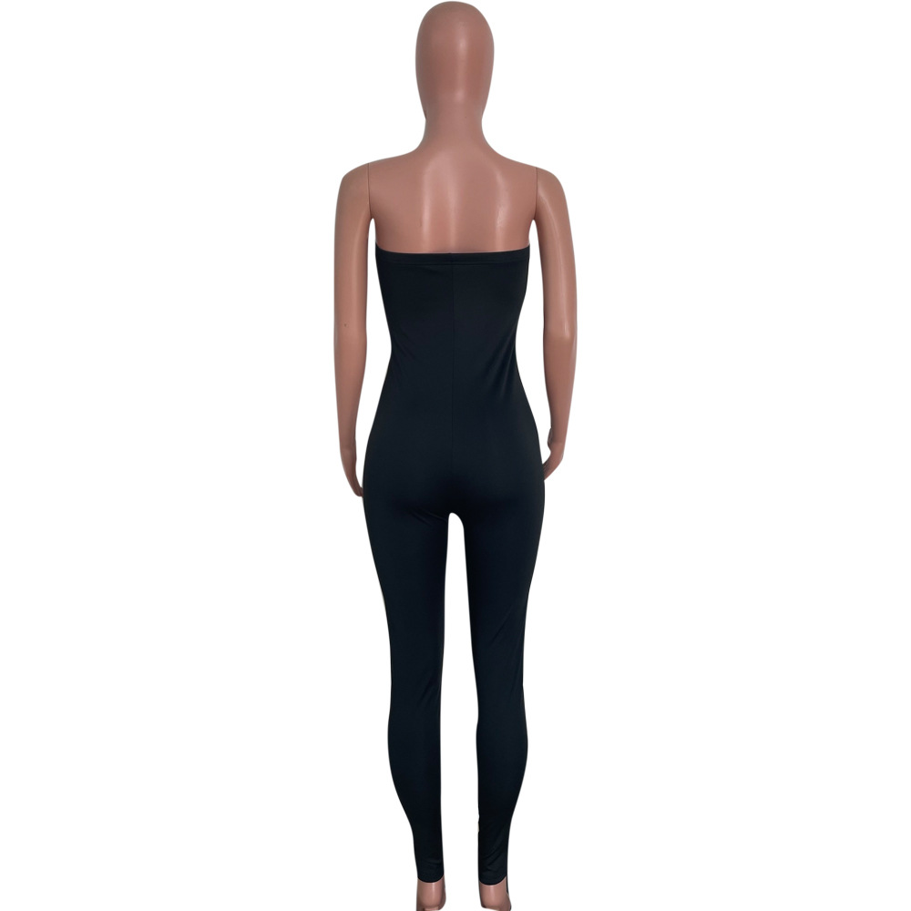 Solid Tight Fit Jumpsuit for Spring/Summer Club Wear