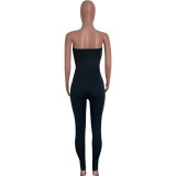 Women Spring Summer Tight Fit Solid Solid Color Jumpsuit Bodycon Clubwear Outfit