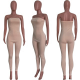 Women Spring Summer Tight Fit Solid Solid Color Jumpsuit Bodycon Clubwear Outfit