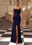Women Formal Party Strap Sleeveless Sequin Bodycon Evening Dress Luxury Gown