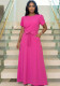 Women Solid Loose Belted Short Sleeve Pocket A-Line Dress Casual Dress