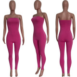 Women Spring Summer Tight Fit Solid Solid Color Jumpsuit Bodycon Clubwear Outfit