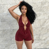Women Spring Solid Sexy Hooded Halter Neck Jumpsuit Streetwear Club Outfit