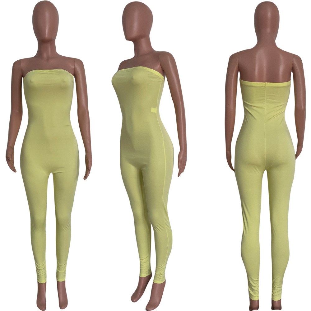 Solid Tight Fit Jumpsuit for Spring/Summer Club Wear