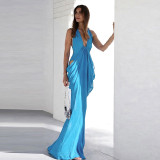 Women Spring/Summer Sexy Halter Neck Patchwork Dress
