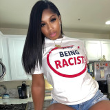 Women Summer Round Neck Letter Printed Short-Sleeve T-Shirt Top