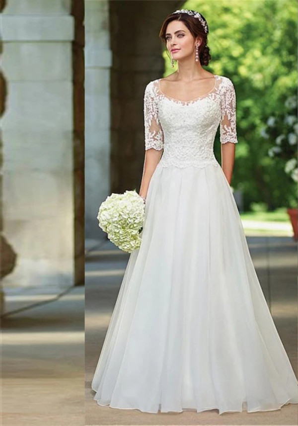 Women Slim Fit Lace Vintage Bridal Wedding Dress Elegant Bride Gown（Processing time need 3-6 days）
