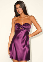Women Sexy Satin Strapless Bodycon Evening Dress Night Party Dress