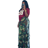 Women Fashion Camouflage Denim Wide Leg Pants Streetwear Cargo Jeans