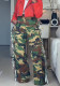 Women Fashion Camouflage Denim Wide Leg Pants Streetwear Cargo Jeans