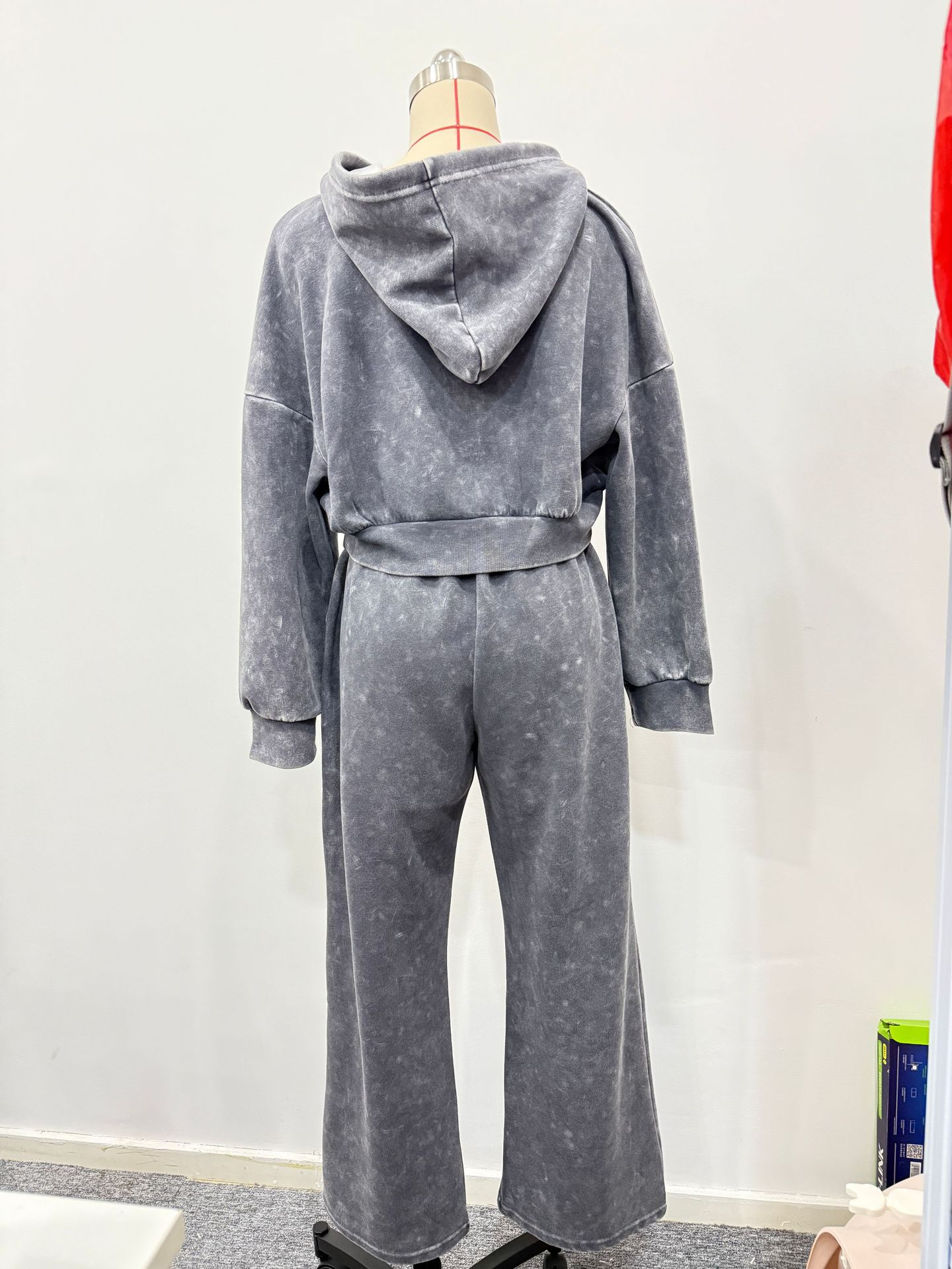 Washed Zip-Up Hoodie & Sweatpants Tracksuit Set for Streetwear