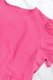 Women Solid Loose Belted Short Sleeve Pocket A-Line Dress Casual Dress