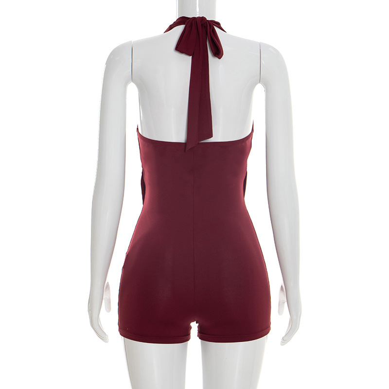 Solid Hooded Halter Neck Jumpsuit for Spring Streetwear