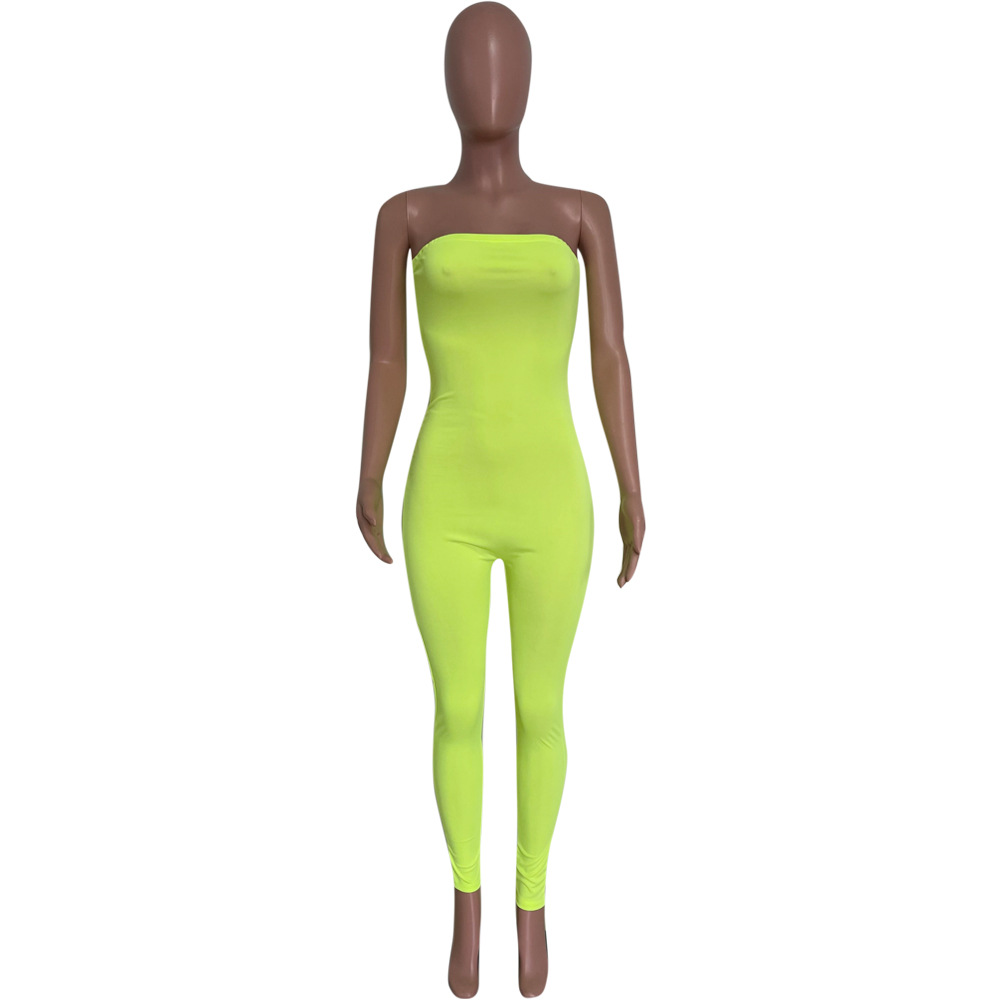 Solid Tight Fit Jumpsuit for Spring/Summer Club Wear