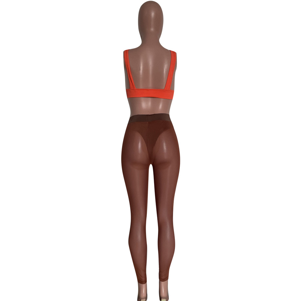 See-Through Mesh Pencil Pants for Club Wear Bottoms