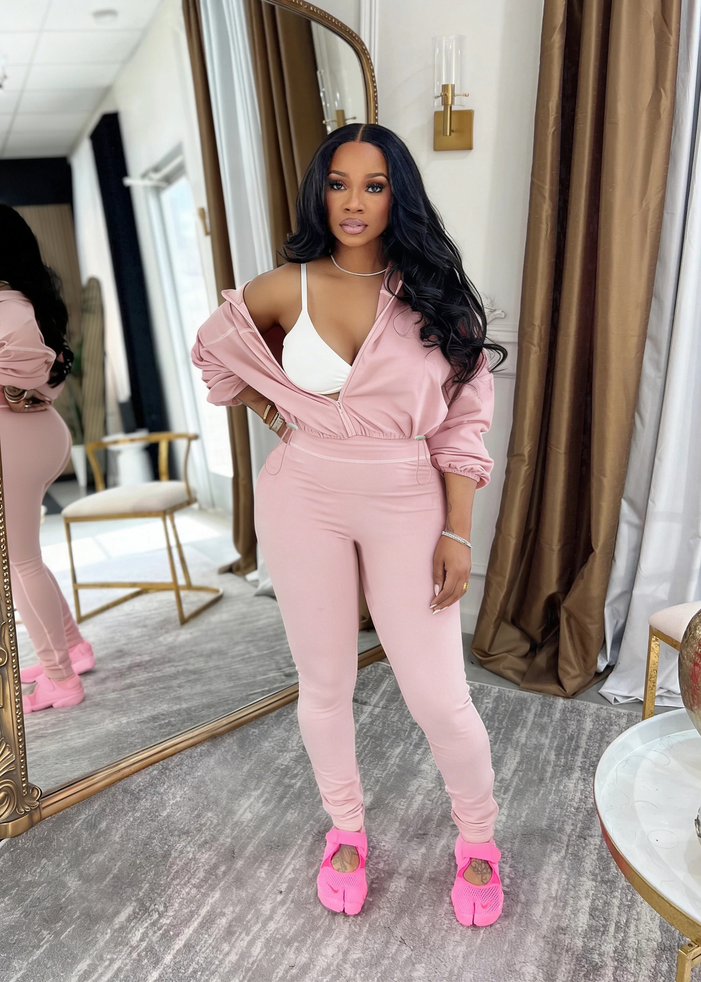 Long-Sleeve Zipper Top & Pants Two-Piece Casual Set