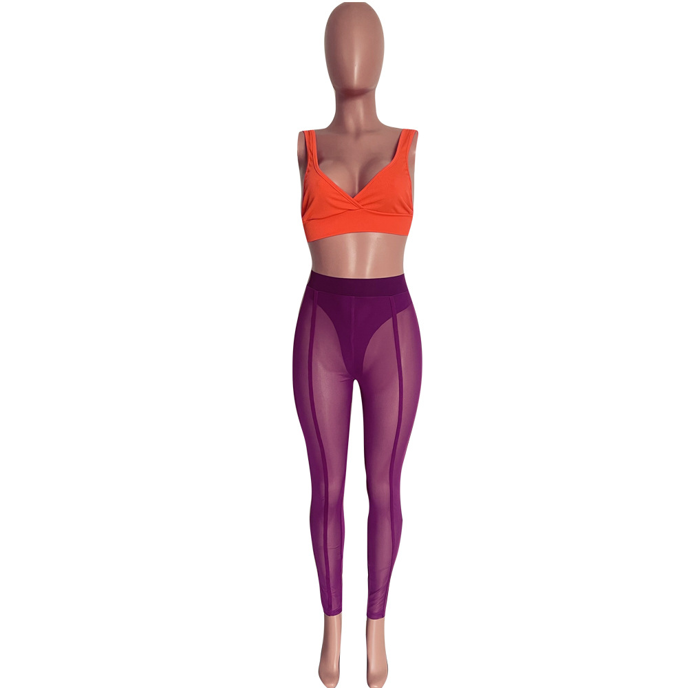 See-Through Mesh Pencil Pants for Club Wear Bottoms
