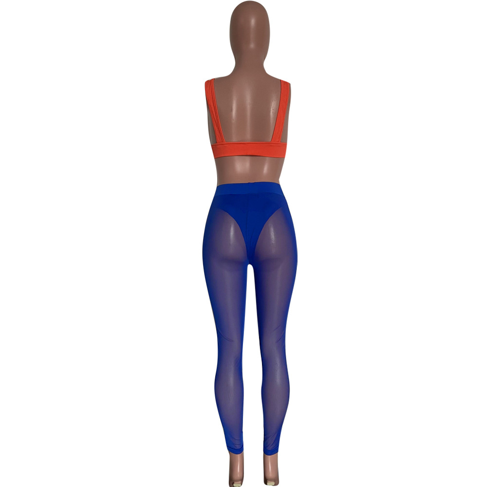 See-Through Mesh Pencil Pants for Club Wear Bottoms