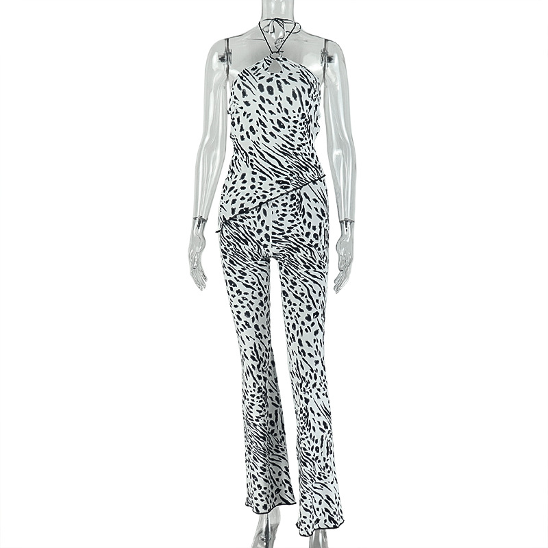 Black & White Polka Dot Backless Top & Pants Set