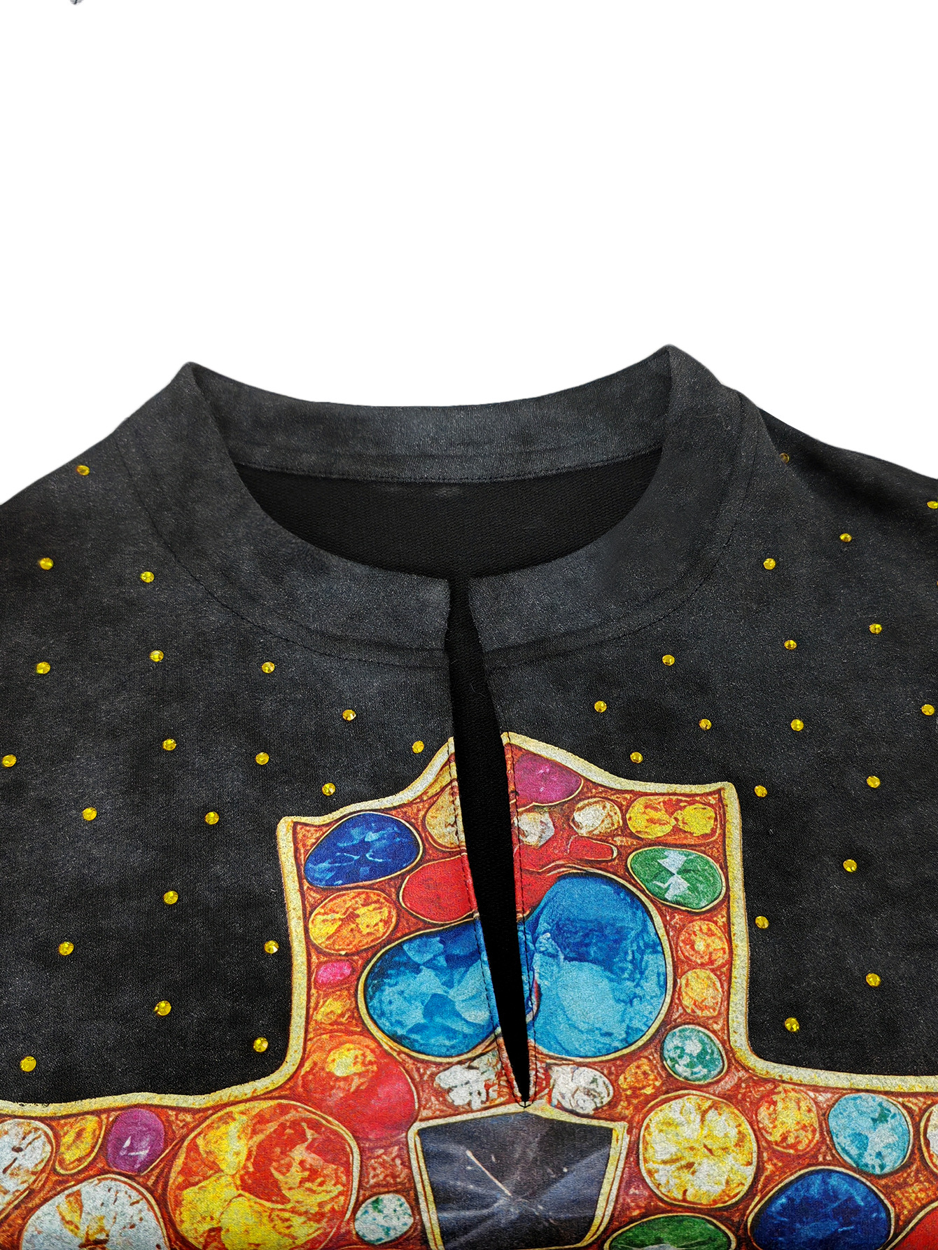 Washed Oversized Cross Print Rhinestone T-Shirt