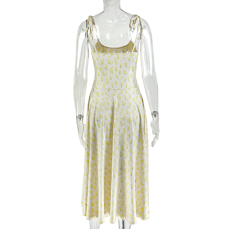 Printed Backless Sleeveless Strapless Summer Dress