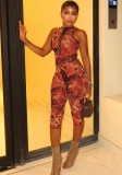 Women Printed Sleeveless Top and Pants Two-Piece Set