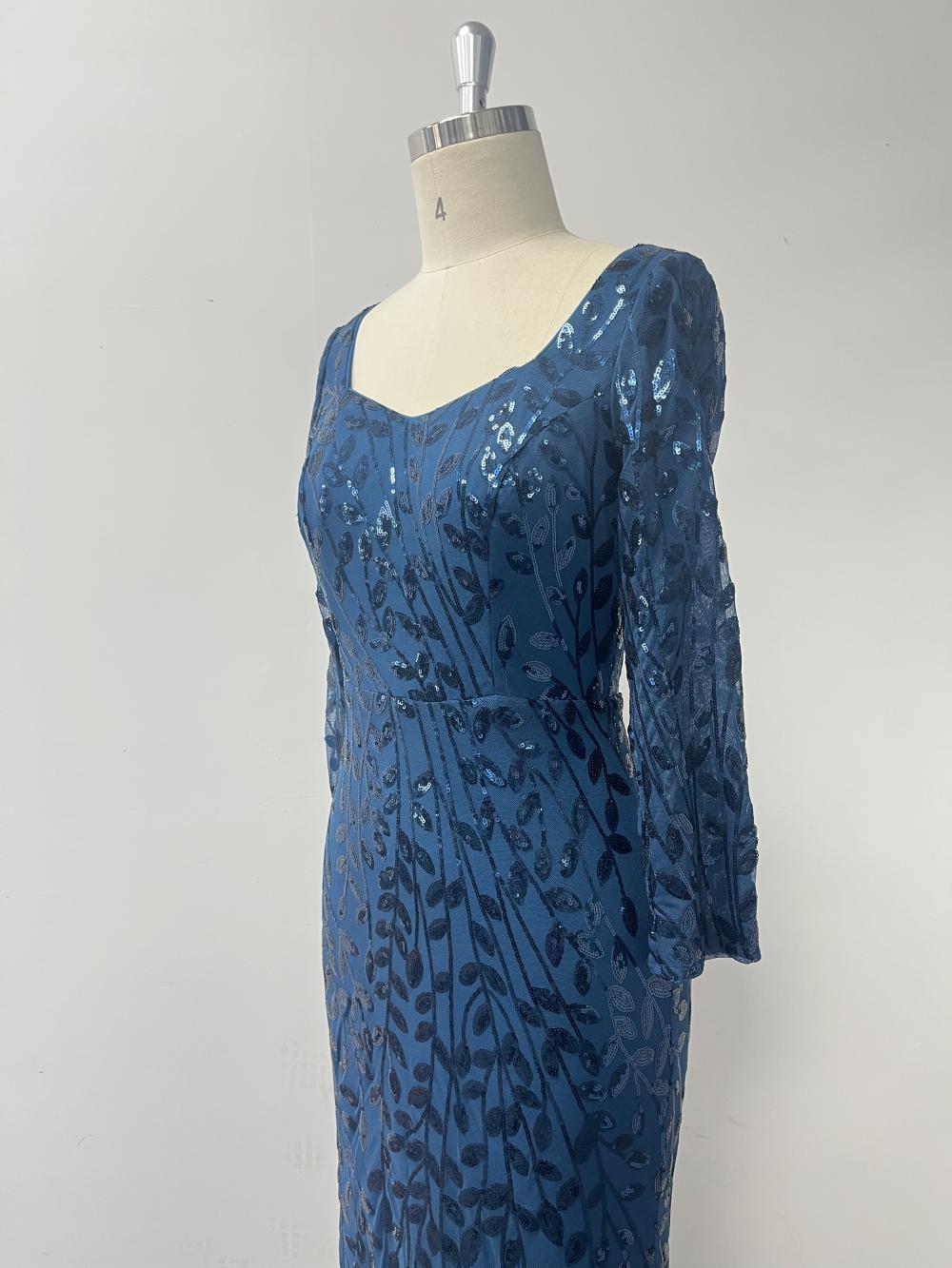 Sequin Round Neck Half Sleeve Mermaid Evening Gown