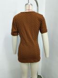 Women Sexy Asymmetrical Neckline Metallic Short-Sleeve T-Shirt