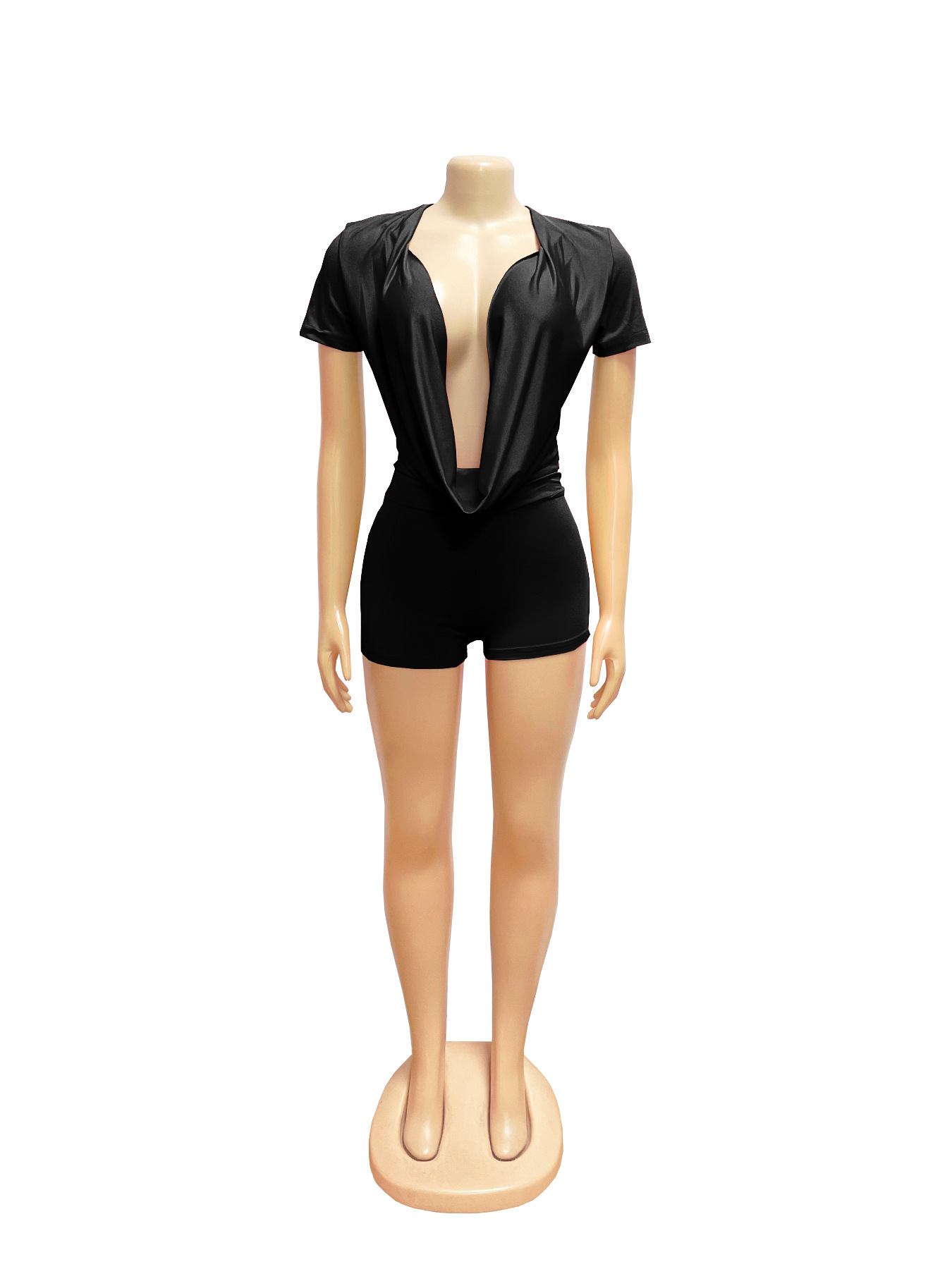 Solid V-Neck Jumpsuit for Spring & Summer Evenings