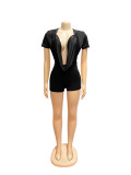 Women Spring/Summer Sexy V-Neck Solid Jumpsuit